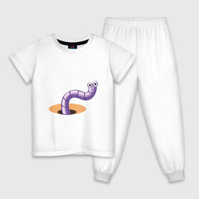 Детская пижама хлопок с принтом Червяк в Петрозаводске, 100% хлопок |  брюки и футболка прямого кроя, без карманов, на брюках мягкая резинка на поясе и по низу штанин
 | worm | насекомое | черви | червь | червяк | червячок