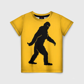 Детская футболка 3D с принтом Йети в Петрозаводске, 100% гипоаллергенный полиэфир | прямой крой, круглый вырез горловины, длина до линии бедер, чуть спущенное плечо, ткань немного тянется | bigfoot | yeti | бигфут | горилла | йети | обезьяна | силуэт