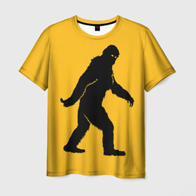 Мужская футболка 3D с принтом Йети в Петрозаводске, 100% полиэфир | прямой крой, круглый вырез горловины, длина до линии бедер | Тематика изображения на принте: bigfoot | yeti | бигфут | горилла | йети | обезьяна | силуэт