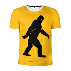 Мужская футболка 3D спортивная с принтом Йети в Петрозаводске, 100% полиэстер с улучшенными характеристиками | приталенный силуэт, круглая горловина, широкие плечи, сужается к линии бедра | Тематика изображения на принте: bigfoot | yeti | бигфут | горилла | йети | обезьяна | силуэт