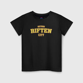 Детская футболка хлопок с принтом SKYRIM - RIFTEN CITY в Петрозаводске, 100% хлопок | круглый вырез горловины, полуприлегающий силуэт, длина до линии бедер | riften | skyrim | tes | varsity | видеоигры | рифтен | скайрим