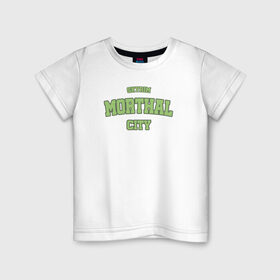 Детская футболка хлопок с принтом SKYRIM - MORTHAL CITY в Петрозаводске, 100% хлопок | круглый вырез горловины, полуприлегающий силуэт, длина до линии бедер | Тематика изображения на принте: morthal | skyrim | tes | varsity | видеоигры | морфал | скайрим