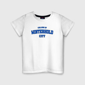 Детская футболка хлопок с принтом Коллегия Винтерхолда - Skyrim в Петрозаводске, 100% хлопок | круглый вырез горловины, полуприлегающий силуэт, длина до линии бедер | skyrim | tes | varsity | winterhold | видеоигры | винтерхолд | коллегия винтерхолда | скайрим