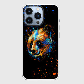 Чехол для iPhone 13 Pro с принтом КРАСОЧНАЯ ПАНДА в Петрозаводске,  |  | blue | colors | orange | paints | panda | брызги | краски | медведь | панда
