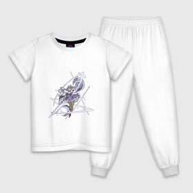 Детская пижама хлопок с принтом Кэ Цин в Петрозаводске, 100% хлопок |  брюки и футболка прямого кроя, без карманов, на брюках мягкая резинка на поясе и по низу штанин
 | арт | ке цин | кэ цин | меч | мечник | мечница | милая девушка | рисунок | фиолетовый | электро