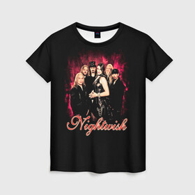 Женская футболка 3D с принтом Nightwish в Петрозаводске, 100% полиэфир ( синтетическое хлопкоподобное полотно) | прямой крой, круглый вырез горловины, длина до линии бедер | gothic | metall | nightwish | rock | tarja turunen | готические | логотипы рок групп | метал | музыка | найтвиш | рок группы | рокерские | симфоник метал | тарья турунен