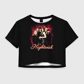 Женская футболка Crop-top 3D с принтом Nightwish в Петрозаводске, 100% полиэстер | круглая горловина, длина футболки до линии талии, рукава с отворотами | gothic | metall | nightwish | rock | tarja turunen | готические | логотипы рок групп | метал | музыка | найтвиш | рок группы | рокерские | симфоник метал | тарья турунен