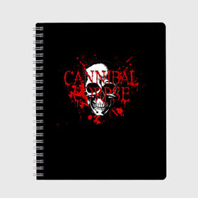 Тетрадь с принтом Cannibal Corpse в Петрозаводске, 100% бумага | 48 листов, плотность листов — 60 г/м2, плотность картонной обложки — 250 г/м2. Листы скреплены сбоку удобной пружинной спиралью. Уголки страниц и обложки скругленные. Цвет линий — светло-серый
 | Тематика изображения на принте: cannibal | cannibal corpse | corpse | trash | алекс уэбстер | брутальный дэт метал | джордж фишер | дэт метал | дэтграйнд | пол мазуркевич | пэт обрайэн | роб барретт