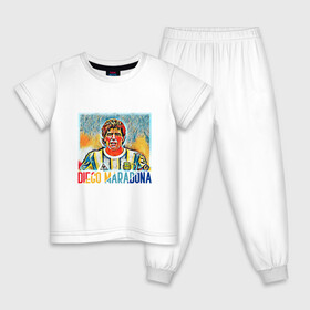 Детская пижама хлопок с принтом Diego Maradona в Петрозаводске, 100% хлопок |  брюки и футболка прямого кроя, без карманов, на брюках мягкая резинка на поясе и по низу штанин
 | argentina | football | maradona | messi | аргентина | гол | диего | марадона | месси | мяч | рука бога | спорт | футбол | чемпион