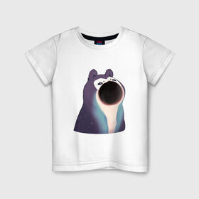 Детская футболка хлопок с принтом Голодный зверь в Петрозаводске, 100% хлопок | круглый вырез горловины, полуприлегающий силуэт, длина до линии бедер | pop cat | арт | бедна | голод | кот | кошка | мем | необычное животное | пасть | птица | рисунок | сова