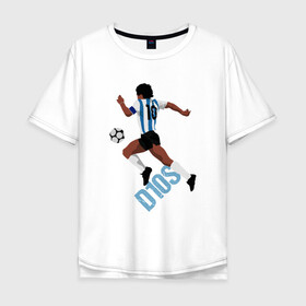 Мужская футболка хлопок Oversize с принтом Diego Maradona в Петрозаводске, 100% хлопок | свободный крой, круглый ворот, “спинка” длиннее передней части | argentina | maradona | messi | sport | аргентина | гол | диего | марадона | месси | мяч | рука бога | спорт | футбол | чемпион