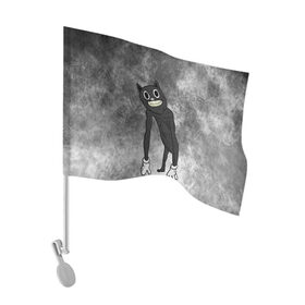 Флаг для автомобиля с принтом Cartoon cat в Петрозаводске, 100% полиэстер | Размер: 30*21 см | cartoon cat | crazy | horror | kitty | monster | безумный | враг | животные | зверь | злодей | злой кот | зубы | картун кэт | киска | кот | кошак | монстр | мультяшный кот | оскал | персонаж | страшилки | сумасшедший