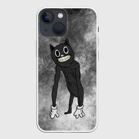 Чехол для iPhone 13 mini с принтом Cartoon cat в Петрозаводске,  |  | cartoon cat | crazy | horror | kitty | monster | безумный | враг | животные | зверь | злодей | злой кот | зубы | картун кэт | киска | кот | кошак | монстр | мультяшный кот | оскал | персонаж | страшилки | сумасшедший