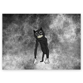 Поздравительная открытка с принтом Cartoon cat в Петрозаводске, 100% бумага | плотность бумаги 280 г/м2, матовая, на обратной стороне линовка и место для марки
 | Тематика изображения на принте: cartoon cat | crazy | horror | kitty | monster | безумный | враг | животные | зверь | злодей | злой кот | зубы | картун кэт | киска | кот | кошак | монстр | мультяшный кот | оскал | персонаж | страшилки | сумасшедший