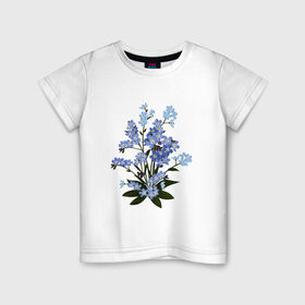 Детская футболка хлопок с принтом Незабудка в Петрозаводске, 100% хлопок | круглый вырез горловины, полуприлегающий силуэт, длина до линии бедер | весна | картинки | лето | незабудка | популярные | прикольные | тренд | цветы