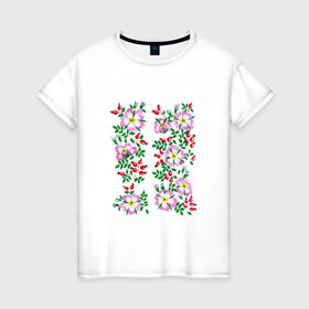 Женская футболка хлопок с принтом Цветы в Петрозаводске, 100% хлопок | прямой крой, круглый вырез горловины, длина до линии бедер, слегка спущенное плечо | букет | картинки | лепестки | лето | популярные | прикольные | тренды | цветы