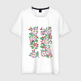 Мужская футболка хлопок с принтом Цветы в Петрозаводске, 100% хлопок | прямой крой, круглый вырез горловины, длина до линии бедер, слегка спущенное плечо. | букет | картинки | лепестки | лето | популярные | прикольные | тренды | цветы