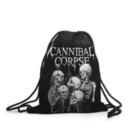 Рюкзак-мешок 3D с принтом Cannibal Corpse в Петрозаводске, 100% полиэстер | плотность ткани — 200 г/м2, размер — 35 х 45 см; лямки — толстые шнурки, застежка на шнуровке, без карманов и подкладки | canibal corpse | cannibal corpse | death metal | группы | дэт метал | канибал корпс | метал | рок