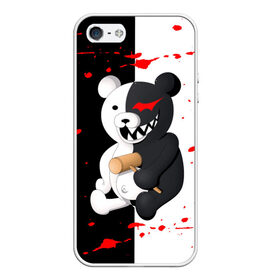 Чехол для iPhone 5/5S матовый с принтом MONOKUMA  МОНОКУМА в Петрозаводске, Силикон | Область печати: задняя сторона чехла, без боковых панелей | anime | danganronpa | enoshima | junko | monokuma | аниме | джунко | игра | манга | медведь | монокума | робот медведь | эношима