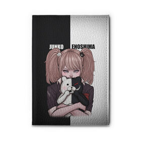 Обложка для автодокументов с принтом MONOKUMA  JUNKO в Петрозаводске, натуральная кожа |  размер 19,9*13 см; внутри 4 больших “конверта” для документов и один маленький отдел — туда идеально встанут права | anime | danganronpa | enoshima | junko | monokuma | аниме | джунко | игра | манга | медведь | монокума | робот медведь | эношима