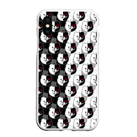 Чехол для iPhone XS Max матовый с принтом MONOKUMA  МОНОКУМА PATTERN в Петрозаводске, Силикон | Область печати: задняя сторона чехла, без боковых панелей | anime | danganronpa | enoshima | junko | monokuma | аниме | джунко | игра | манга | медведь | монокума | робот медведь | эношима