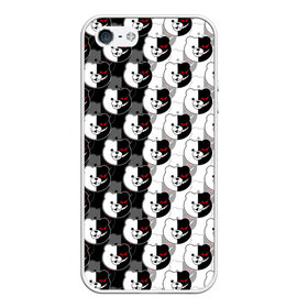 Чехол для iPhone 5/5S матовый с принтом MONOKUMA  МОНОКУМА PATTERN в Петрозаводске, Силикон | Область печати: задняя сторона чехла, без боковых панелей | anime | danganronpa | enoshima | junko | monokuma | аниме | джунко | игра | манга | медведь | монокума | робот медведь | эношима