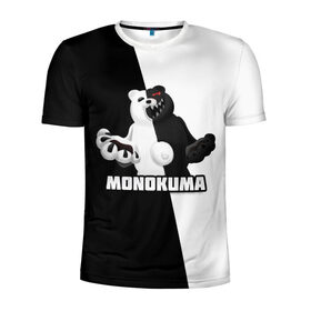 Мужская футболка 3D спортивная с принтом МОНОКУМА в Петрозаводске, 100% полиэстер с улучшенными характеристиками | приталенный силуэт, круглая горловина, широкие плечи, сужается к линии бедра | anime | danganronpa | enoshima | junko | monokuma | аниме | джунко | игра | манга | медведь | монокума | робот медведь | эношима