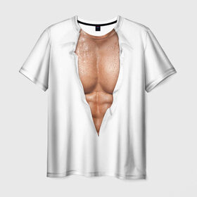 Мужская футболка 3D с принтом Идеальный Торс в Петрозаводске, 100% полиэфир | прямой крой, круглый вырез горловины, длина до линии бедер | мускулы | мышцы | прес | рельеф | спорт | тело | торс
