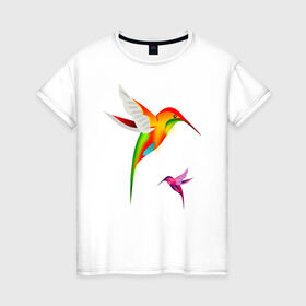 Женская футболка хлопок с принтом Птицы в Петрозаводске, 100% хлопок | прямой крой, круглый вырез горловины, длина до линии бедер, слегка спущенное плечо | краски | планета | природа | птицы | цветы