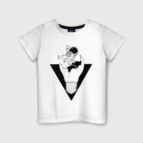 Детская футболка хлопок с принтом Космонавт падает в Петрозаводске, 100% хлопок | круглый вырез горловины, полуприлегающий силуэт, длина до линии бедер | cosmonaut | граффити | космонавт | космонавт падает | космос | рисунок | тату | татуировки | чёрно белый рисунок