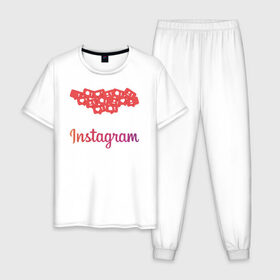 Мужская пижама хлопок с принтом Instagram в Петрозаводске, 100% хлопок | брюки и футболка прямого кроя, без карманов, на брюках мягкая резинка на поясе и по низу штанин
 | facebook | instagram | инста | инстаграм | платформа | приложение | редактор фотографий | социальная сеть | соцсеть