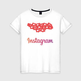 Женская футболка хлопок с принтом Instagram в Петрозаводске, 100% хлопок | прямой крой, круглый вырез горловины, длина до линии бедер, слегка спущенное плечо | facebook | instagram | инста | инстаграм | платформа | приложение | редактор фотографий | социальная сеть | соцсеть