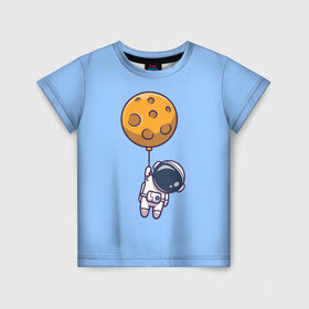 Детская футболка 3D с принтом Космонавт с шариком в Петрозаводске, 100% гипоаллергенный полиэфир | прямой крой, круглый вырез горловины, длина до линии бедер, чуть спущенное плечо, ткань немного тянется | cosmonaut | граффити | космонавт | космонавт с шариком | космос | милый космонавт | рисунок | шарик планета
