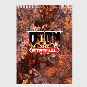 Скетчбук с принтом DOOM Eternal (логотип) в Петрозаводске, 100% бумага
 | 48 листов, плотность листов — 100 г/м2, плотность картонной обложки — 250 г/м2. Листы скреплены сверху удобной пружинной спиралью | doom | doom eternal | дум | игра | логотип | шутер