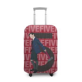 Чехол для чемодана 3D с принтом FIVE FIVE FIVE в Петрозаводске, 86% полиэфир, 14% спандекс | двустороннее нанесение принта, прорези для ручек и колес | umbrella academy | академия амбрелла | клаус харгривз | номер пять | роберт шиэн