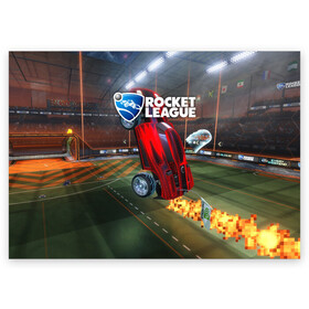 Поздравительная открытка с принтом Rocket League в Петрозаводске, 100% бумага | плотность бумаги 280 г/м2, матовая, на обратной стороне линовка и место для марки
 | cars | game | games | rocket league | гонка | гонки | машина | машины | рокет лига