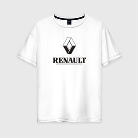 Женская футболка хлопок Oversize с принтом Renault Logo | Рено логотип в Петрозаводске, 100% хлопок | свободный крой, круглый ворот, спущенный рукав, длина до линии бедер
 | duster | life | logan | of | renault | reno | дастер | знак | значок | логан | лого | рено | француз