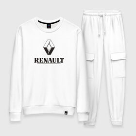 Женский костюм хлопок с принтом Renault Logo | Рено логотип в Петрозаводске, 100% хлопок | на свитшоте круглая горловина, мягкая резинка по низу. Брюки заужены к низу, на них два вида карманов: два 