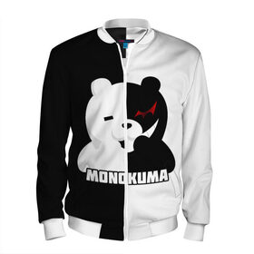 Мужской бомбер 3D с принтом MONOKUMA  МОНОКУМА BEAR в Петрозаводске, 100% полиэстер | застегивается на молнию, по бокам два кармана без застежек, по низу бомбера и на воротнике - эластичная резинка | anime | danganronpa | enoshima | junko | monokuma | аниме | джунко | игра | манга | медведь | монокума | робот медведь | эношима