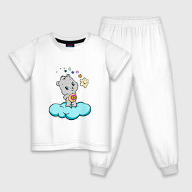 Детская пижама хлопок с принтом Девушка-медведь в Петрозаводске, 100% хлопок |  брюки и футболка прямого кроя, без карманов, на брюках мягкая резинка на поясе и по низу штанин
 | добрый медведь | звезда | красивый медведь | облако