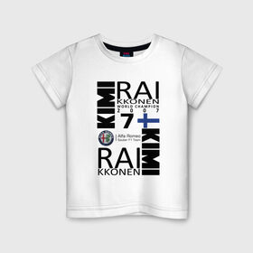 Детская футболка хлопок с принтом Kimi Raikkonen в Петрозаводске, 100% хлопок | круглый вырез горловины, полуприлегающий силуэт, длина до линии бедер | f1 | kimi raikkonen | кими | райкконен | формула 1