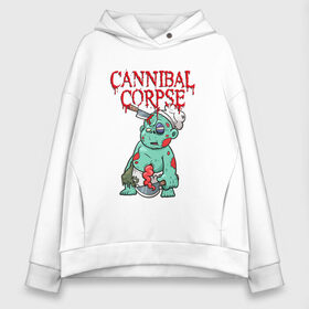 Женское худи Oversize хлопок с принтом Cannibal Corpse | Труп Каннибала (Z) в Петрозаводске, френч-терри — 70% хлопок, 30% полиэстер. Мягкий теплый начес внутри —100% хлопок | боковые карманы, эластичные манжеты и нижняя кромка, капюшон на магнитной кнопке | cannibal | cannibal corpse | corpse | death metal | deathgrind | алекс уэбстер | брутальный дэт метал | дэт метал | дэтграйнд | пол мазуркевич | роб барретт | труп каннибала