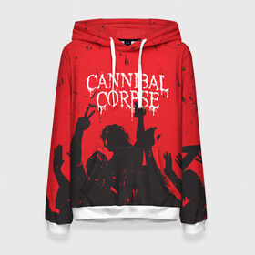 Женская толстовка 3D с принтом Cannibal Corpse | Труп Каннибала (Z) в Петрозаводске, 100% полиэстер  | двухслойный капюшон со шнурком для регулировки, мягкие манжеты на рукавах и по низу толстовки, спереди карман-кенгуру с мягким внутренним слоем. | cannibal | cannibal corpse | corpse | death metal | deathgrind | алекс уэбстер | брутальный дэт метал | дэт метал | дэтграйнд | пол мазуркевич | роб барретт | труп каннибала