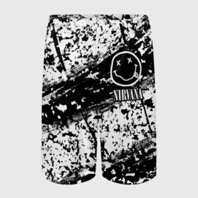 Детские спортивные шорты 3D с принтом NIRVANA / НИРВАНА в Петрозаводске,  100% полиэстер
 | пояс оформлен широкой мягкой резинкой, ткань тянется
 | cobain | kurt | lithium | logo | music | nirvana | nirwana | rock | smile | кобейн | курт | лого | логотип | музыка | нирвана | рок | смайл | смайлик | улыбка