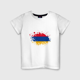 Детская футболка хлопок с принтом Флаг Армении в Петрозаводске, 100% хлопок | круглый вырез горловины, полуприлегающий силуэт, длина до линии бедер | armenia | ussr | армения | армяне | горы | ереван | кавказ | мир | народ | ссср | турист | флаг