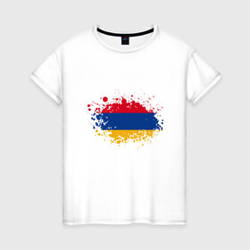 Женская футболка хлопок с принтом Флаг Армении в Петрозаводске, 100% хлопок | прямой крой, круглый вырез горловины, длина до линии бедер, слегка спущенное плечо | armenia | ussr | армения | армяне | горы | ереван | кавказ | мир | народ | ссср | турист | флаг
