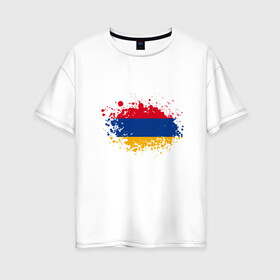 Женская футболка хлопок Oversize с принтом Флаг Армении в Петрозаводске, 100% хлопок | свободный крой, круглый ворот, спущенный рукав, длина до линии бедер
 | armenia | ussr | армения | армяне | горы | ереван | кавказ | мир | народ | ссср | турист | флаг