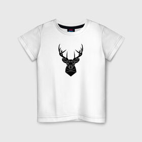 Детская футболка хлопок с принтом Олень в Петрозаводске, 100% хлопок | круглый вырез горловины, полуприлегающий силуэт, длина до линии бедер | геометрия | животные | олень | рисунок