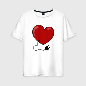 Женская футболка хлопок Oversize с принтом Сердце в Петрозаводске, 100% хлопок | свободный крой, круглый ворот, спущенный рукав, длина до линии бедер
 | влюбленность | зарядка | любовь | парные | сердечки