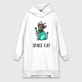 Платье-худи хлопок с принтом Space cat в Петрозаводске,  |  | cat | space | инопланетянин | киска | космос | кошка